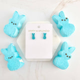 Glitter Bunny Studs - Blue // Earrings, Jewelry, Easter