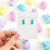 Glitter Bunny Studs - Blue // Earrings, Jewelry, Easter