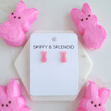 Glitter Bunny Studs - Pink // Earrings, Jewelry, Easter