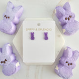 Glitter Bunny Studs - Purple // Easter, Jewelry, Earrings