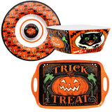 Scaredy Cat Halloween 3 p. Hvy Weight Melamine Hostess Set