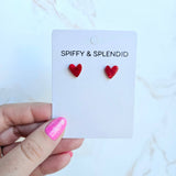 Heart Studs - Red // Earrings, Valentines