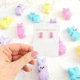 Glitter Bunny Studs - Pink // Earrings, Jewelry, Easter