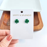 Shamrock Studs - Green Glitter // St Patrick's Day
