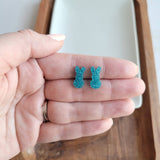 Glitter Bunny Studs - Blue // Earrings, Jewelry, Easter