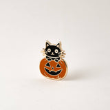 Pumpkin & Black Cat Pin