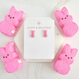 Glitter Bunny Studs - Pink // Earrings, Jewelry, Easter