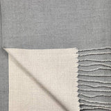 Reversible two tone coloured plain cashmere blend scarf