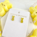 Glitter Bunny Studs - Yellow // Earrings, Jewelry, Easter