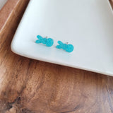 Glitter Bunny Studs - Blue // Earrings, Jewelry, Easter
