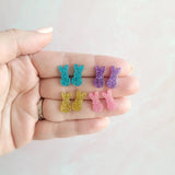 Glitter Bunny Studs - Blue // Earrings, Jewelry, Easter