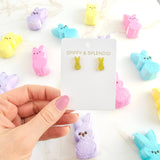 Glitter Bunny Studs - Yellow // Earrings, Jewelry, Easter