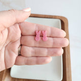 Glitter Bunny Studs - Pink // Earrings, Jewelry, Easter