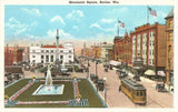 Postcard: Monument Square, Racine, Wisconsin