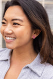 Glitter Bunny Studs - Pink // Earrings, Jewelry, Easter