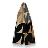 Retro print scarf finished with fringes