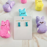 Glitter Bunny Studs - Blue // Earrings, Jewelry, Easter