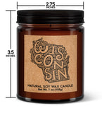 Wisconsin Woodcut Soy Candle - Votive Soy Candle