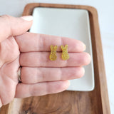 Glitter Bunny Studs - Yellow // Earrings, Jewelry, Easter