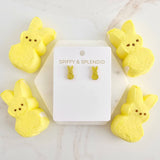 Glitter Bunny Studs - Yellow // Earrings, Jewelry, Easter