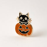 Pumpkin & Black Cat Pin