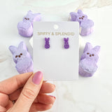 Glitter Bunny Studs - Purple // Easter, Jewelry, Earrings