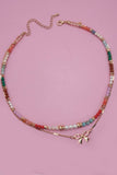 Bow Charm Beaded Necklace