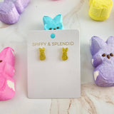 Glitter Bunny Studs - Yellow // Earrings, Jewelry, Easter
