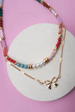 Bow Charm Beaded Necklace