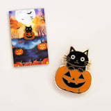 Pumpkin & Black Cat Pin