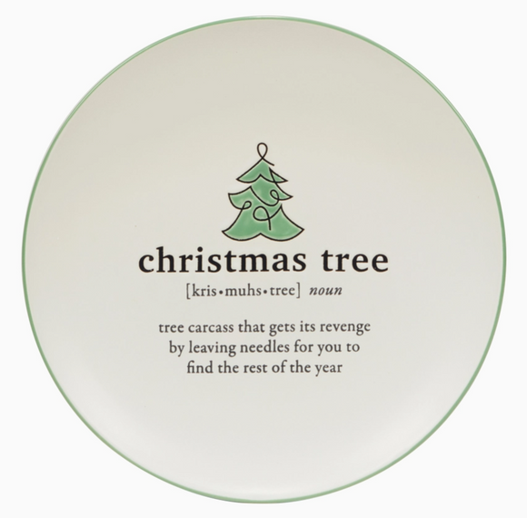 Christmas Fun Green Sayings Dessert Plate 8.5in Asst