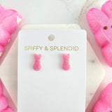 Glitter Bunny Studs - Pink // Earrings, Jewelry, Easter