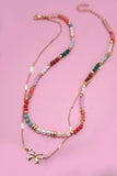 Bow Charm Beaded Necklace