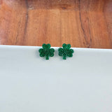 Shamrock Studs - Green Glitter // St Patrick's Day