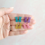 Glitter Bunny Studs - Pink // Earrings, Jewelry, Easter