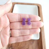 Glitter Bunny Studs - Purple // Easter, Jewelry, Earrings