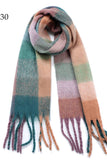 Chunky Oblong Plaid Multi Color Brushed Scarf