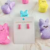 Glitter Bunny Studs - Pink // Earrings, Jewelry, Easter