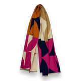 Retro print scarf finished with fringes