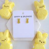Glitter Bunny Studs - Yellow // Earrings, Jewelry, Easter