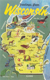 Postcard: Map of Wisconsin