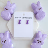 Glitter Bunny Studs - Purple // Easter, Jewelry, Earrings