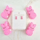 Glitter Bunny Studs - Pink // Earrings, Jewelry, Easter