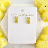 Glitter Bunny Studs - Yellow // Earrings, Jewelry, Easter