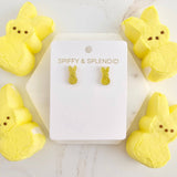 Glitter Bunny Studs - Yellow // Earrings, Jewelry, Easter