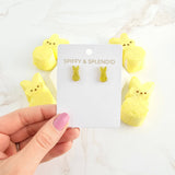 Glitter Bunny Studs - Yellow // Earrings, Jewelry, Easter