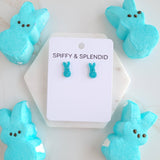 Glitter Bunny Studs - Blue // Earrings, Jewelry, Easter