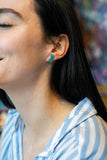 Glitter Bunny Studs - Blue // Earrings, Jewelry, Easter