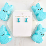 Glitter Bunny Studs - Blue // Earrings, Jewelry, Easter