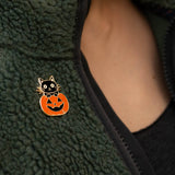 Pumpkin & Black Cat Pin